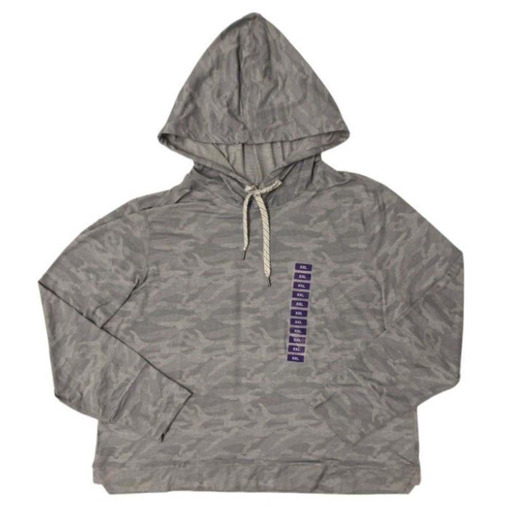 NWT Members Mark Womens Soft Pullover Grey Camo Size XXL
